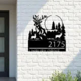 Custom Metal Elk deer wildlife scene Metal Address Sign, House number, Outdoor Number Signage, Yard Sign Address Plate