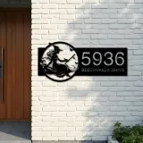 Custom Metal Halloween Cute flying witch Metal Address Sign Custom House number Hanging Address Plaque Yard Outdoor Sign