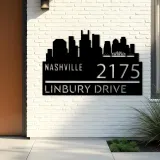 Custom Metal Nashville city skyline Metal Address Sign Hanging Address Plaque house number Yard Outdoor Sign