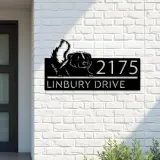 Custom Metal Peeking Skunk Wild animal wildlife Metal Address Sign, House number, Outdoor Number Signage, Yard Sign Address Plate