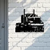 Custom Metal Trucker semi truck driver Metal Address Sign, House number, Outdoor Number Signage, Yard Sign Address Plate