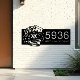 Custom Metal Casino poker Metal Address Sign Custom House number Hanging Address Plaque Yard Sign Outdoor