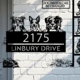 Custom Metal peeking dogs puppy Metal Address Sign House number Hanging Address Plaque Yard Sign Outdoor decor