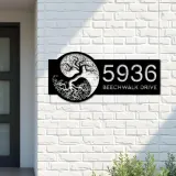Custom Metal Yin Yang tree of life Address Sign House number Hanging Address Plaque Yard Sign Outdoor Sign