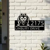 Custom Metal Volpino dog Puppy Metal Address Sign House number Hanging Address Plaque Yard Sign Outdoor decor