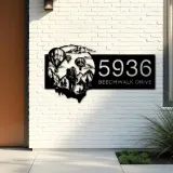 Custom Metal Hot Air Balloon Sky Adventure Travel Metal Address Sign, House number, Outdoor Number Signage, Yard Sign Address Plate