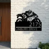 Custom Metal Female biker Metal Address Sign, House number, Outdoor Number Signage, Yard Sign Address Plate