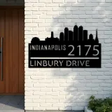 Custom Metal Indianapolis city skyline Metal Address Sign Hanging Address Plaque house number Yard Outdoor Sign