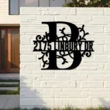 Custom Metal Floral Monogram Split Letter B Metal Address Sign House number Hanging Address Plaque Yard Sign Outdoor decor