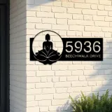 Custom Metal Zen Lotus Buddha Metal Address Sign, House number, Outdoor Number Signage, Yard Sign Address Plate