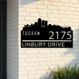 Custom Metal Tucson city skyline Metal Address Sign Hanging Address Plaque house number Yard Outdoor Sign