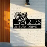 Custom Metal Peeking Ram farm animal ranch Metal Address Sign, House number, Outdoor Number Signage, Yard Sign Address Plate