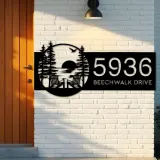 Custom Metal Sunset Scene Metal Address Sign, House number, Outdoor Number Signage, Yard Sign Address Plate