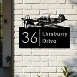 Custom Metal Airplane pilot aircraft Metal Address Sign, House number, Outdoor Number Signage, Yard Sign Address Plate