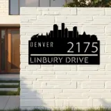 Custom Metal Denver city skyline Metal Address Sign Hanging Address Plaque house number Yard Outdoor Sign