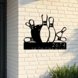 Custom Metal Bowling Metal Address Sign, House number, Outdoor Number Signage, Yard Sign Address Plate001