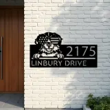 Custom Metal Bernese mountain dog US glasses Metal Address Sign House number Hanging Address Plaque Yard Sign Outdoor decor