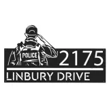 Custom Metal Police officer policeman Metal Address Sign, House number, Outdoor Number Signage, Yard Sign Address Plate