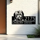 Custom Metal Tibetan Terrier dog Puppy Metal Address Sign House number Hanging Address Plaque Yard Sign Outdoor decor