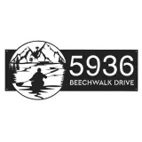 Custom Metal Kayaking Kayak lake mountain scene Metal Address Sign, House number, Outdoor Number Signage, Yard Sign Address Plate