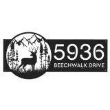 Custom Metal Deer forest scene wild life Metal Address Sign, House number, Outdoor Number Signage, Yard Sign Address Plate