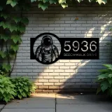 Custom Metal Astronaut Spaceman Metal Address Sign Custom House number Hanging Address Plaque Yard Sign Outdoor
