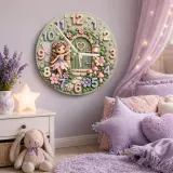 Whimsical Fairy Garden Kids Room Wall Clock