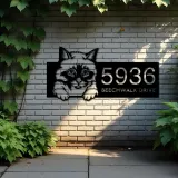 Custom Metal Birman Cute peeking cat kitten Metal Address Sign, House number, Outdoor Number Signage, Yard Sign Address Plate