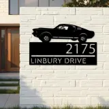 Custom Metal Muscle sport car Metal Address Sign, House number, Outdoor Number Signage, Yard Sign Address Plate
