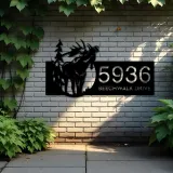 Custom Metal Elk wild life forest Metal Address Sign, House number, Outdoor Number Signage, Yard Sign Address Plate