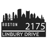 Custom Metal Boston city skyline Metal Address Sign Hanging Address Plaque house number Yard Outdoor Sign