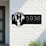 Custom Metal Dog mountain scene Metal Address Sign, House number, Outdoor Number Signage, Yard Sign Address Plate