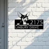 Custom Metal Toy Fox Terrier dog Puppy Metal Address Sign House number Hanging Address Plaque Yard Sign Outdoor decor