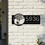 Custom Metal Girl on Swing Metal Address Sign, House number, Outdoor Number Signage, Yard Sign Address Plate