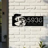 Custom Metal Bass fishing fisherman Metal Address Sign, House number, Outdoor Number Signage, Yard Sign Address Plate001