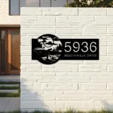 Custom Metal Golf club Golfer Metal Address Sign Custom House Number Hanging Address Plaque Yard Sign Outdoor Sign