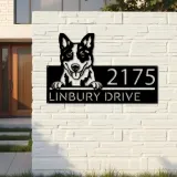 Custom Metal Blue heeler dog cute puppy Metal Address Sign House number Hanging Address Plaque Yard Sign Outdoor decor