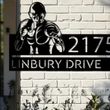 Custom Metal Boxing fighter boxer Metal Address Sign, House number, Outdoor Number Signage, Yard Sign Address Plate002