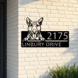 Custom Metal Bull Terrier dog cute puppy Metal Address Sign House number Hanging Address Plaque Yard Sign Outdoor decor