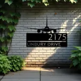 Custom Metal Airplane Aircraft pilot Metal Address Sign, House number, Outdoor Number Signage, Yard Sign Address Plate