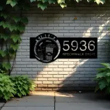 Custom Metal Cinema popcorn movie lover Metal Address Sign Custom House number Hanging Address Plaque Yard Sign Outdoor