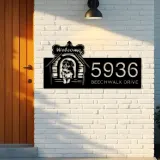 Custom Metal Border Collie dog puppy welcome Metal Address Sign, House number, Outdoor Number Signage, Yard Sign Address Plate