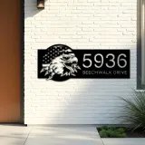 Custom Metal American Eagle US flag Patriotic Metal Address Sign House number Hanging Address Plaque Yard Sign Outdoor