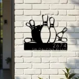 Custom Metal Bowling Metal Address Sign, House number, Outdoor Number Signage, Yard Sign Address Plate001