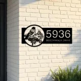 Custom Metal Bullfinch bird Metal Address Sign, House number, Outdoor Number Signage, Yard Sign Address Plate