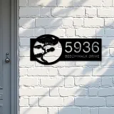 Custom Metal Bonsai tree Metal Address Sign, House number, Outdoor Number Signage, Yard Sign Address Plate