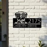Custom Metal Schnauzer dog US flag glasses Metal Address Sign House number Hanging Address Plaque Yard Sign Outdoor decor