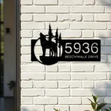 Custom Metal Wolf wild life mountain forest Metal Address Sign, House number, Outdoor Number Signage, Yard Sign Address Plate