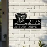 Custom Metal Cane Corso dog US flag glasses Metal Address Sign House number Hanging Address Plaque Yard Sign Outdoor decor