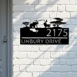 Custom Metal Safari scene african wild life Metal Address Sign, House number, Outdoor Number Signage, Yard Sign Address Plate